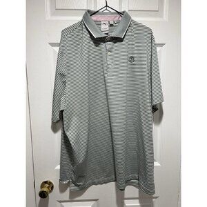 Arnold Palmer Puma Men's Golf Shirt Green And White Striped Umbrella Polo XXL